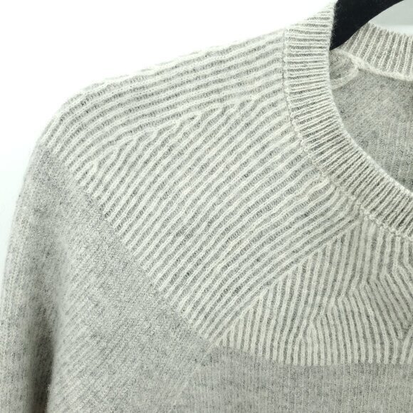 Vince Colorblock/Gradient Cream/Gray Ribbed Crew Sweater S Split Sides - Picture 5 of 14